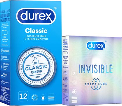 Презервативы Durex classic 12 шт и Презервативы Durex invisible 3 шт