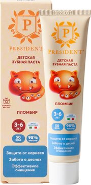 PresiDENT Зубная паста детская 3-6 лет Пломбир 43 г