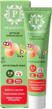 PresiDENT Зубная паста детская 3-6 лет Фруктовый микс 43 г