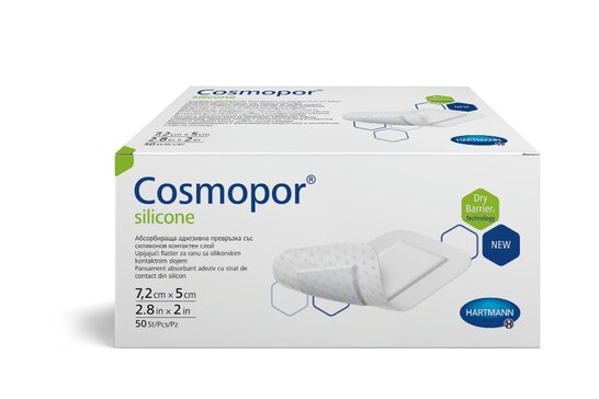 Cosmopor silicone Повязка-пластырь на рану 7.2 см х 5 см 50 шт