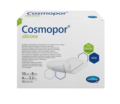 Cosmopor silicone Повязка-пластырь на рану 10 см х 8 см 10 шт