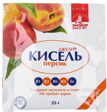 Джели+ кисель  25г персик без сахара