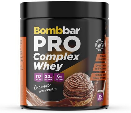 Bombbar Pro Complex Whey Коктейль протеиновый многокомпонентный Шоколадный пломбир 450 г