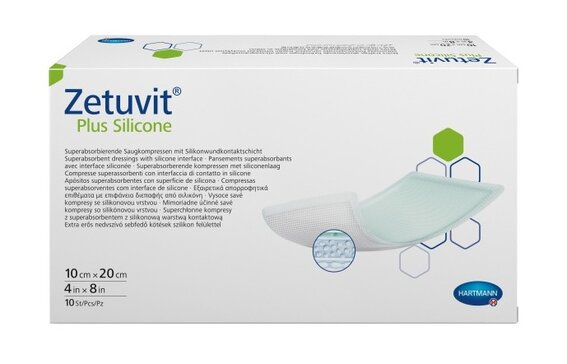 Zetuvit Plus Silicone Цетувит Плюс Силикон Повязка суперабсорбирующая стерильная 10х20 см 10 шт