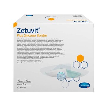 Zetuvit Plus Silicone Border Цетувит Плюс Силикон Бордер Самоклеящаяся повязка суперабсорбирующая стерильная 10х10 см 10 шт