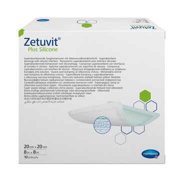 Zetuvit Plus Silicone Цетувит Плюс Силикон Повязка суперабсорбирующая стерильная 20х20 см 10 шт