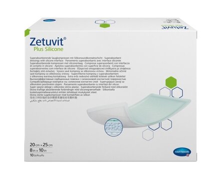 Zetuvit Plus Silicone Цетувит Плюс Силикон Повязка суперабсорбирующая стерильная 20х25 см 10 шт