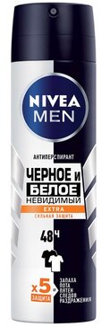 Дезодорант-антиперспирант спрей Nivea Men Черное и Белое Невидимый EXTRA, 150 мл