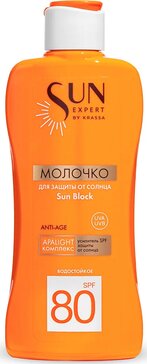 Krassa молочко солнцезащитное spf 80 sun expert 180мл