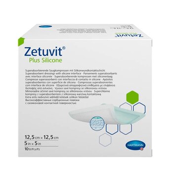 Zetuvit Plus Silicone Цетувит Плюс Силикон Повязка суперабсорбирующая стерильная 12,5х12,5 см 10 шт