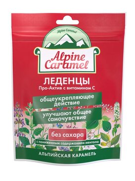 Alpine Caramel Альпийская карамель Леденцы Про-актив с витамином С без сахара 75 г