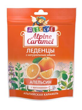 Alpine Caramel Альпийская карамель Леденцы детские с медом, Апельсин 75 г