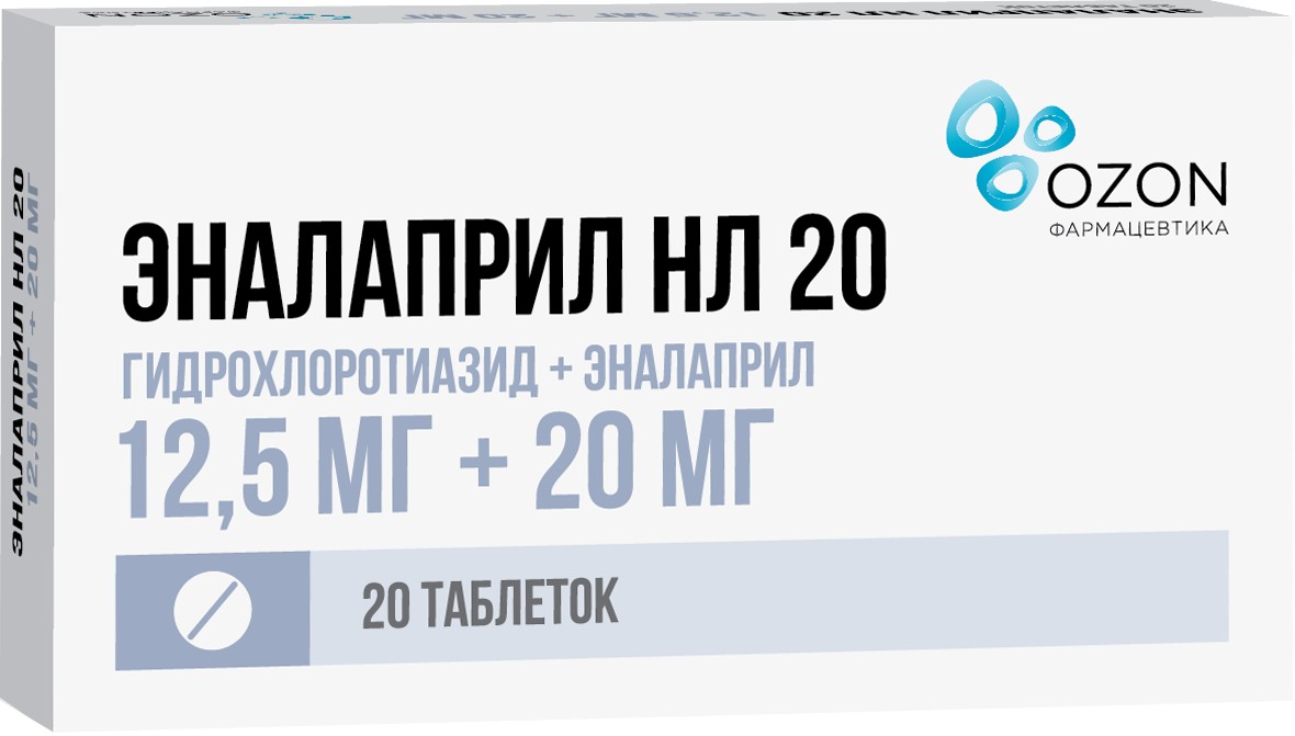 Купить Эналаприл HL таб 12.5 мг+20 мг 20 шт (гидрохлоротиазид+эналаприл) по  выгодной цене в ближайшей аптеке в городе Березовка. Цена, инструкция на  лекарство, препарат