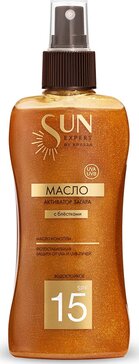 Krassa sun expert масло-активатор загара spf15 180мл с блестками