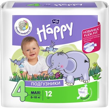 Bella baby happy подгузники детские maxi/2 8-18кг 12 шт