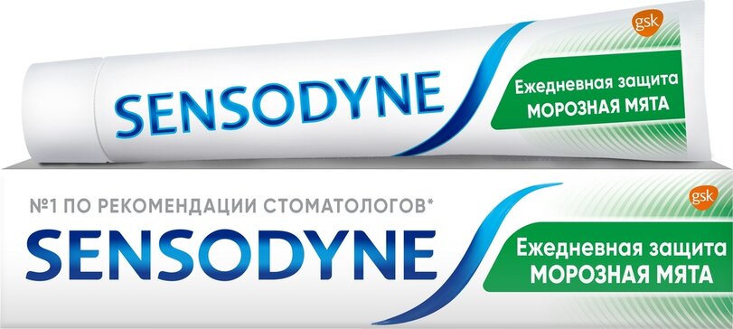 Зубная паста Sensodyne Ежедневная Защита Морозная мята для чувствительных зубов с фтором, 75 мл