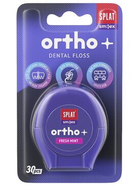 Объемная ортодонтическая зубная нить SPLAT Smilex ORTHO+ со вкусом мяты 30 шт