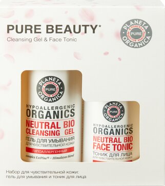 Planeta organica pure beauty набор: гель для умывания 300мл + тоник для лица 200мл