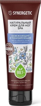 Synergetic Крем натуральный для ног освежающий и тонизирующий SPA 75 мл