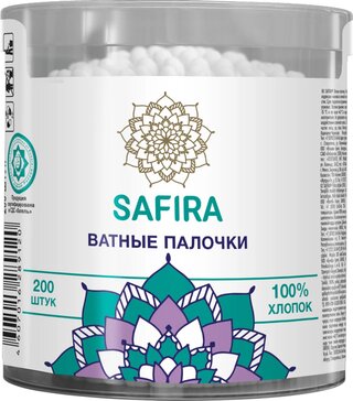 Safira палочки ватные стакан пласт. 200 шт