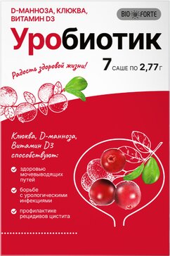 BioForte Уробиотик D-манноза с экстрактом клюквы и витамином D3 порошок пак 7 шт