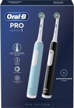 Oral-b щетка зубная электрическая pro 1 crossaction черная тип 3791 с зарядным устр.3757 1 шт + голубая 1 шт