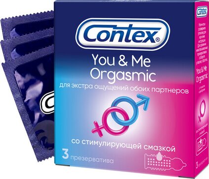 Презервативы из натурального латекса со стимулирующей смазкой Contex You&Me Orgasmic по 3 шт