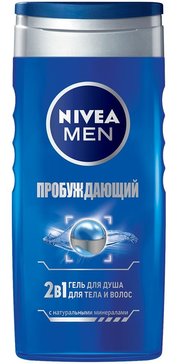 Гель для душа мужской Nivea Men 2в1 Пробуждающий для тела и волос с натуральными минералами, 250 мл.