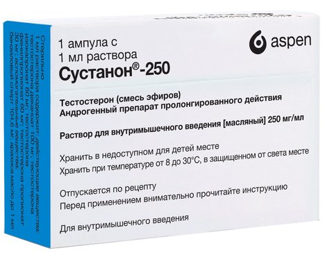 Купить Сустанон-250 раствор для инъекций масл. 1мл амп 1 шт (тестостерон  (смесь эфиров)) по выгодной цене в ближайшей аптеке в городе Пермь. Цена,  инструкция на лекарство, препарат