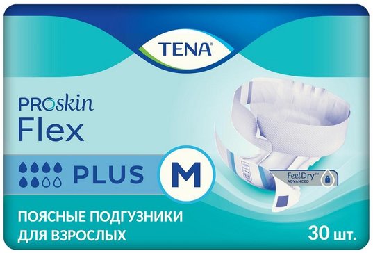 Tena flex plus подгузники для взрослых р.m 71-102см 30 шт