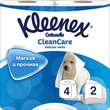 Kleenex туалетная бумага белая Delicate White , 2-слойная, 4 шт