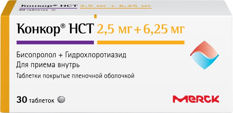 Конкор НСТ таб 2,5 мг+6,25 мг 30 шт