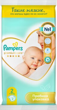 Pampers premium care подгузники р.2 /4-8кг 2 шт