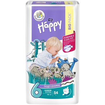 Bella baby happy подгузники детские junior extra 16+кг 54 шт бигпак