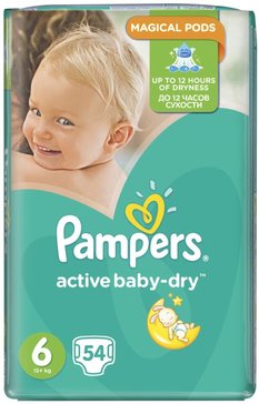 Pampers active baby подгузники 16+ экстра лардж 54 шт