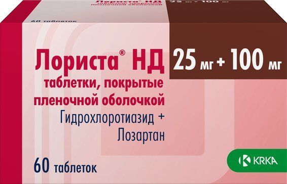 Лориста нд таб п/об пленочной 100мг+25мг 60 шт