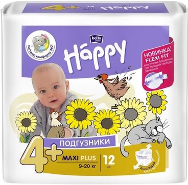 Bella baby happy подгузники детские maxi plus/9-20кг 12 шт