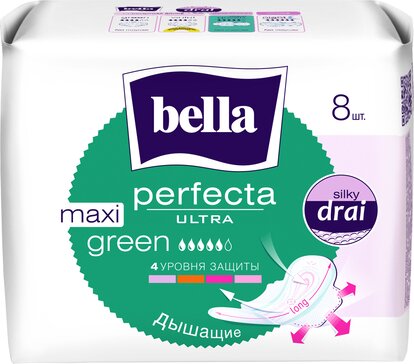 Bella perfecta ultra прокладки супертонкие green 8 шт maxi