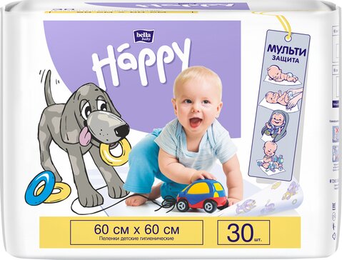 Bella baby happy пеленка гигиеническая детская 60х60см  30 шт