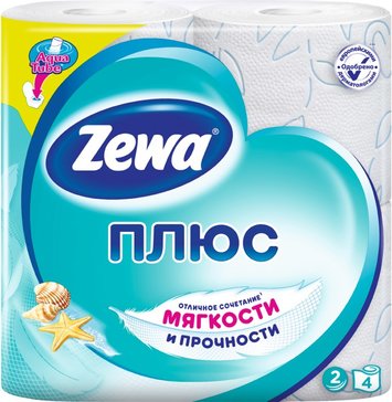 Zewa plus бумага туалетная двухслойная голубая 4 шт свежесть океана