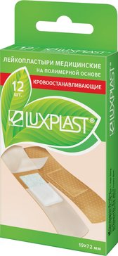 LUXPLAST Пластырь кровоостанавливающий полимерный 19х72 мм  12 шт