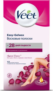 Veet восковые полоски с ароматом бархатной розы и эфирными маслами 10 шт