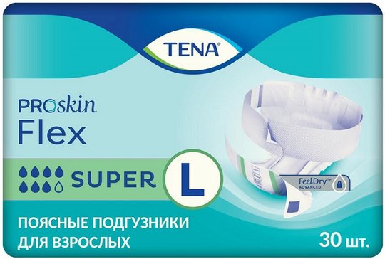 Tena flex super подгузники для взрослых р.l 83-120см 30 шт