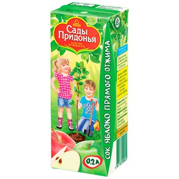 Сады придонья сок осветленный прямого отжима 200мл яблоко
