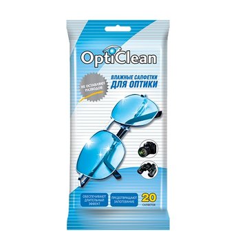 Opticlean салфетки влажные для очков 20 шт