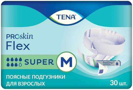 Tena flex super подгузники для взрослых р.m 71-102см 30 шт