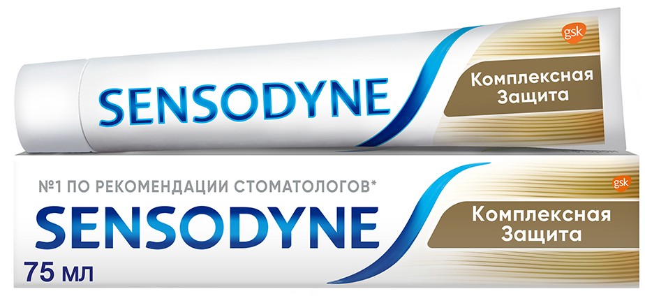 Зубная паста Sensodyne Комплексная Защита для чувствительных зубов с фтором, мятный вкус, 75 мл