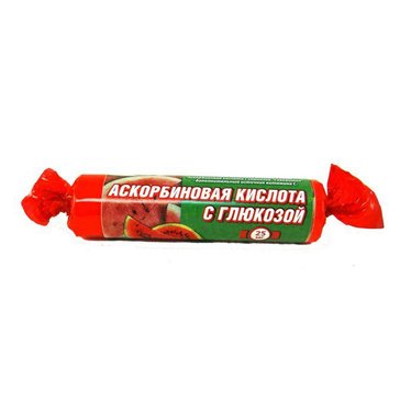 Аскорбиновая кислота гленвитол бад таб жев. 10 шт с глюкозой арбуз