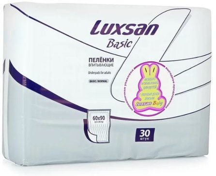 Luxsan basic пеленки впитывающие нормал 60х90см 30 шт