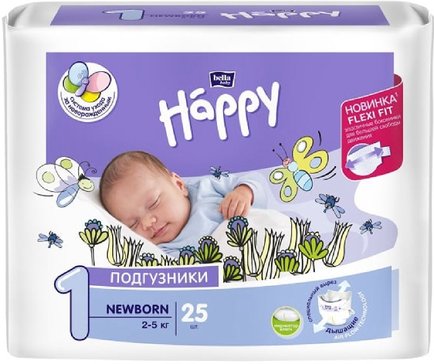 Bella baby happy подгузники для новорожденных 2-5кг 25 шт  newborn